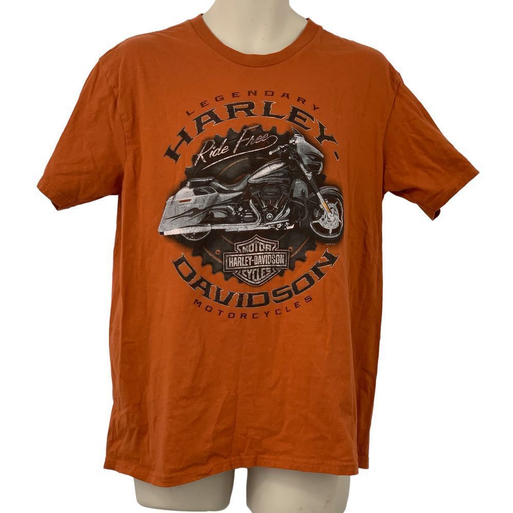 Harley- Davidson Motorcycles Men's SS T-Shirt Orange Grand Cayman Islands Size L